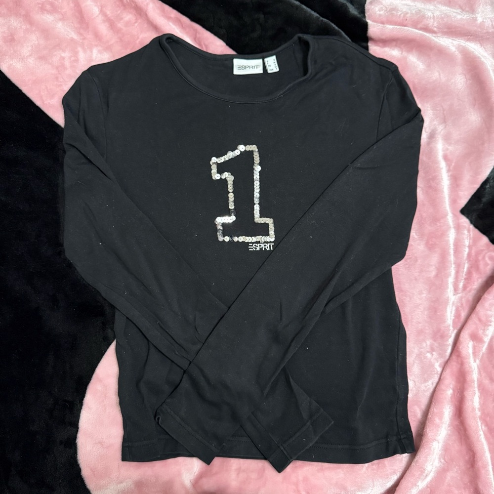 Esprit Women’s Black Long Sleeve Tee with Silver Detail